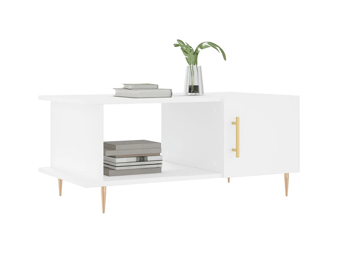 Table basse blanc 90x50x40 cm bois d'ingénierie