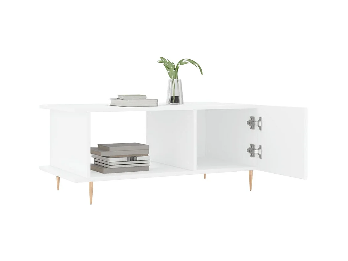 Table basse blanc 90x50x40 cm bois d'ingénierie