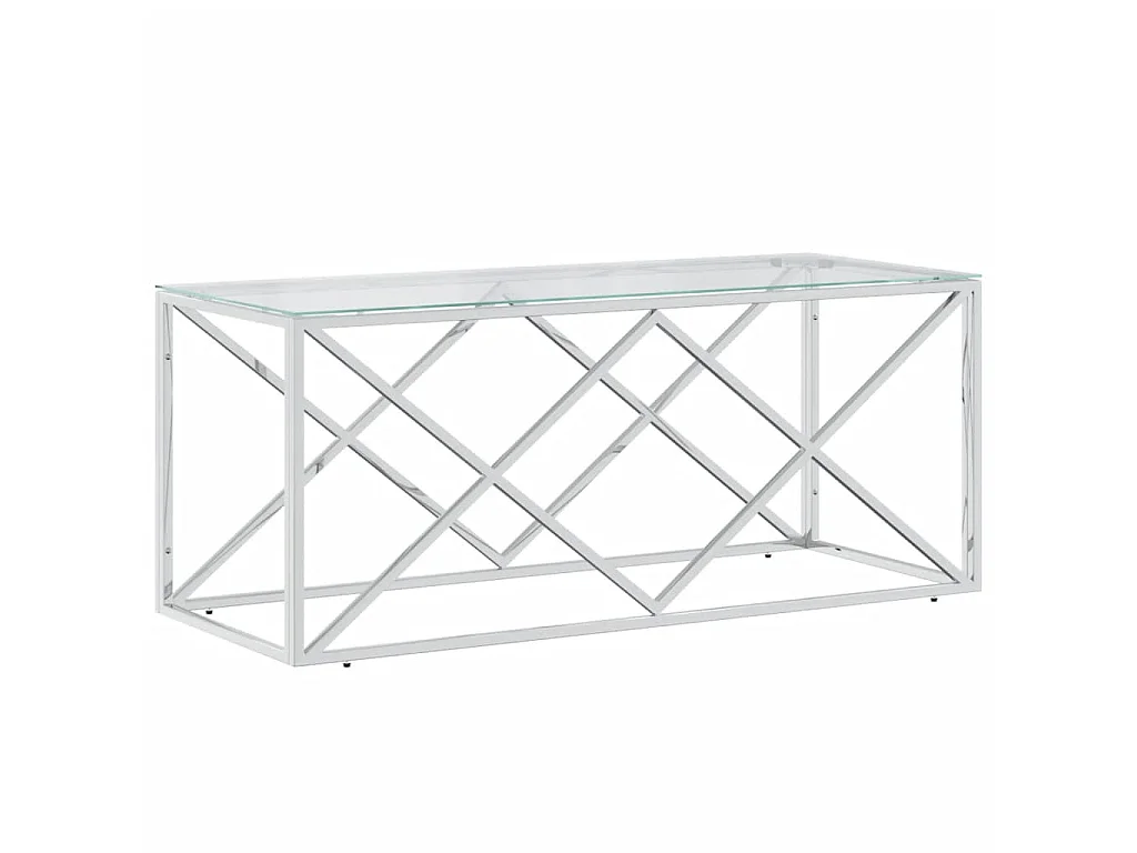 Table basse 110x45x45 cm acier inoxydable et verre