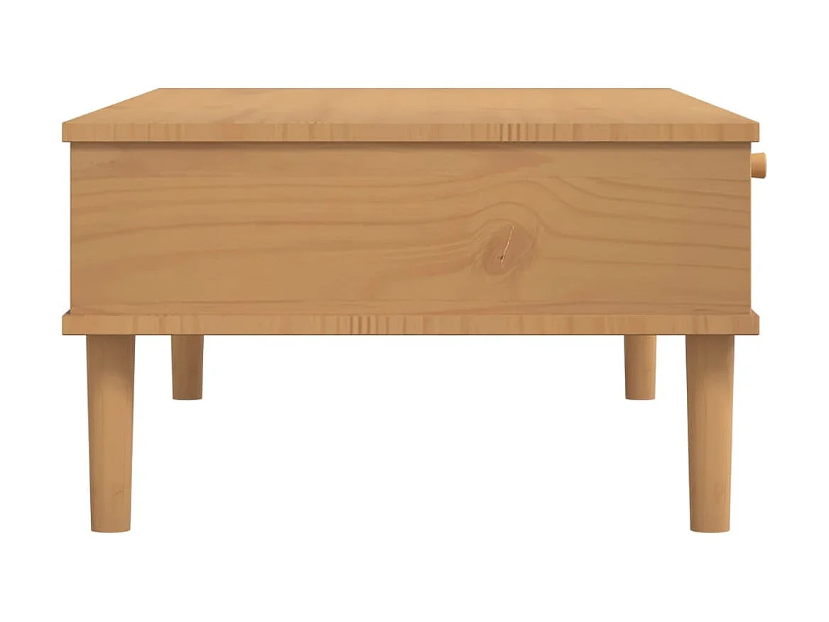 Table basse SENJA aspect rotin marron 100x55x33 cm bois massif