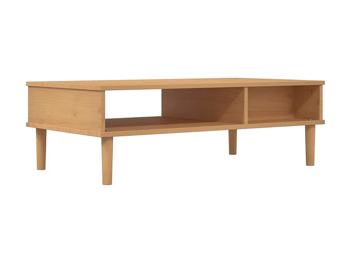 Table basse SENJA aspect rotin marron 100x55x33 cm bois massif