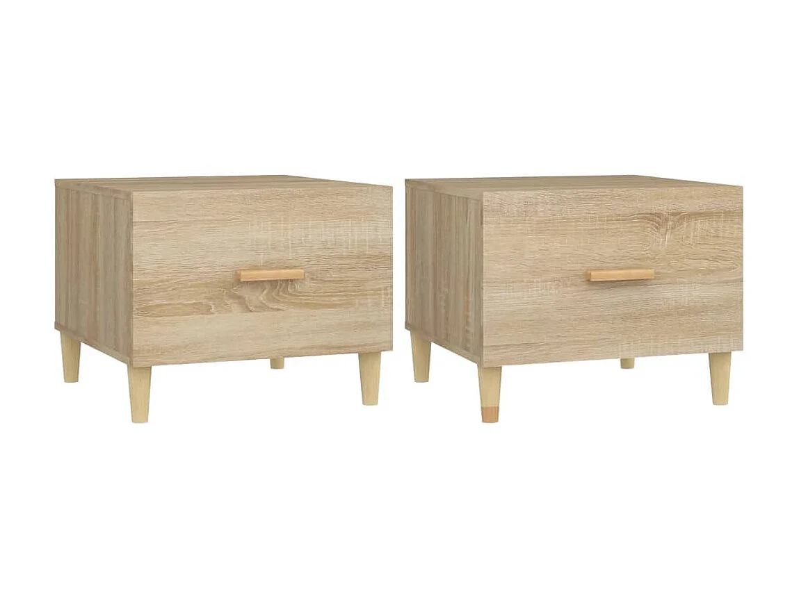 Mesas de centro doradas 2 piezas roble sonoma 50x50x40 cm madera contrachapada