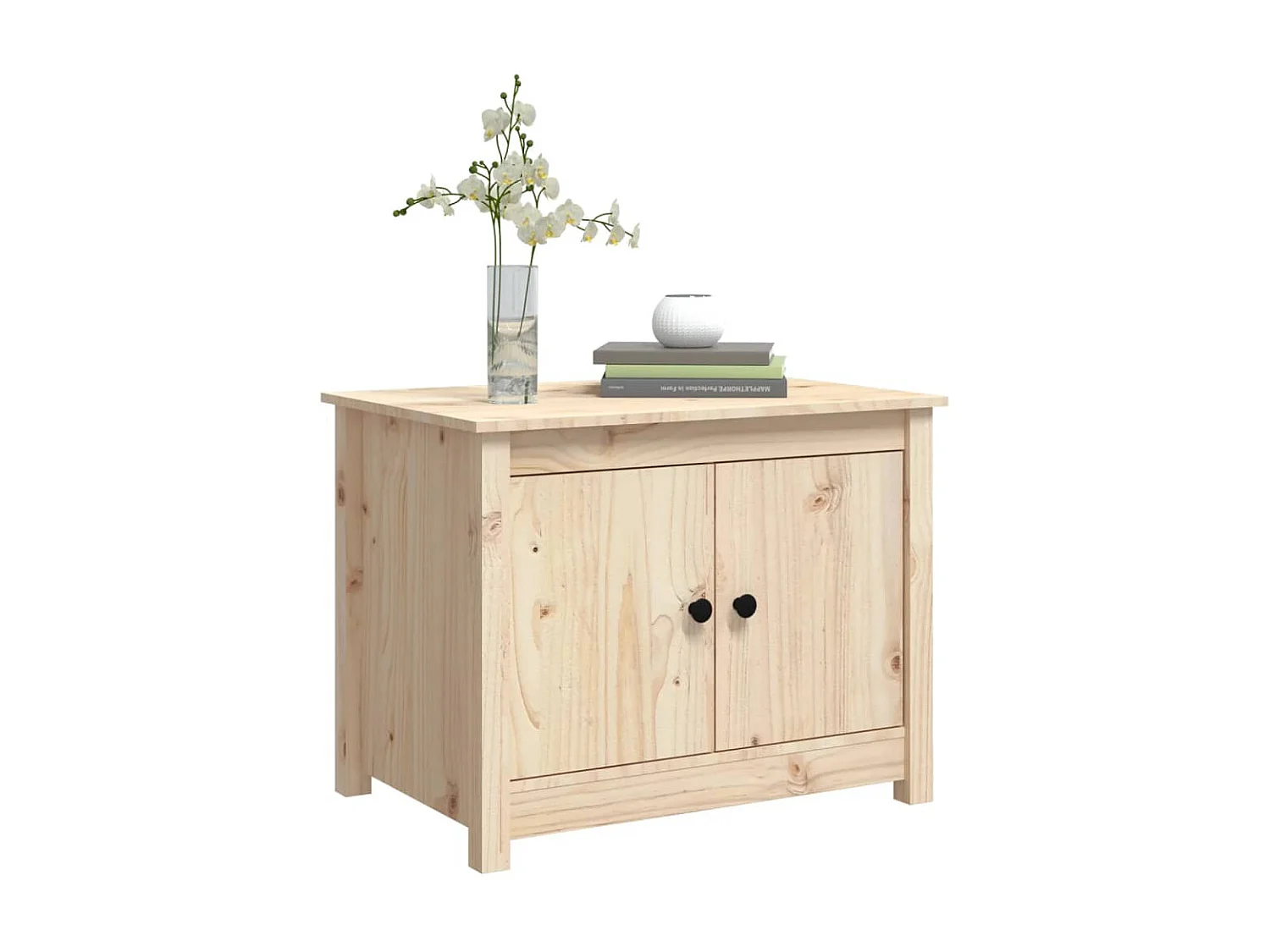 Mesa de centro dourada 71x49x55 cm Madeira maciça de pinho