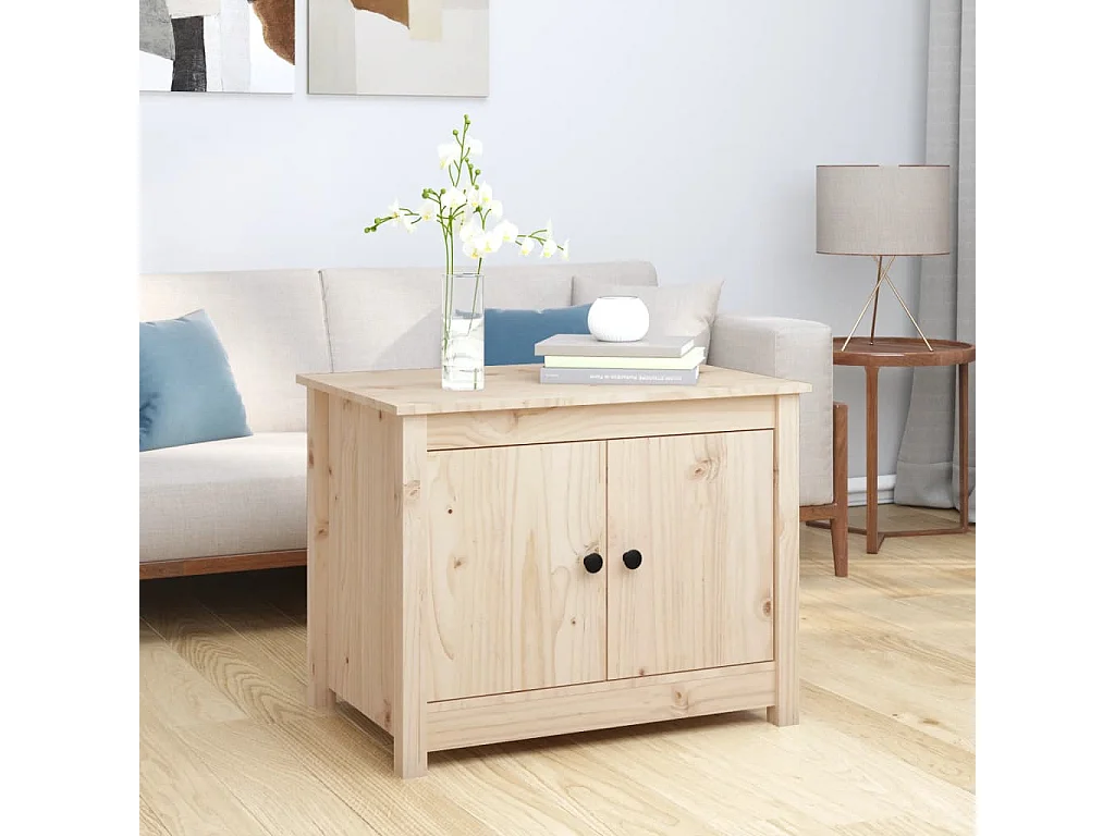 Mesa de centro dourada 71x49x55 cm Madeira maciça de pinho