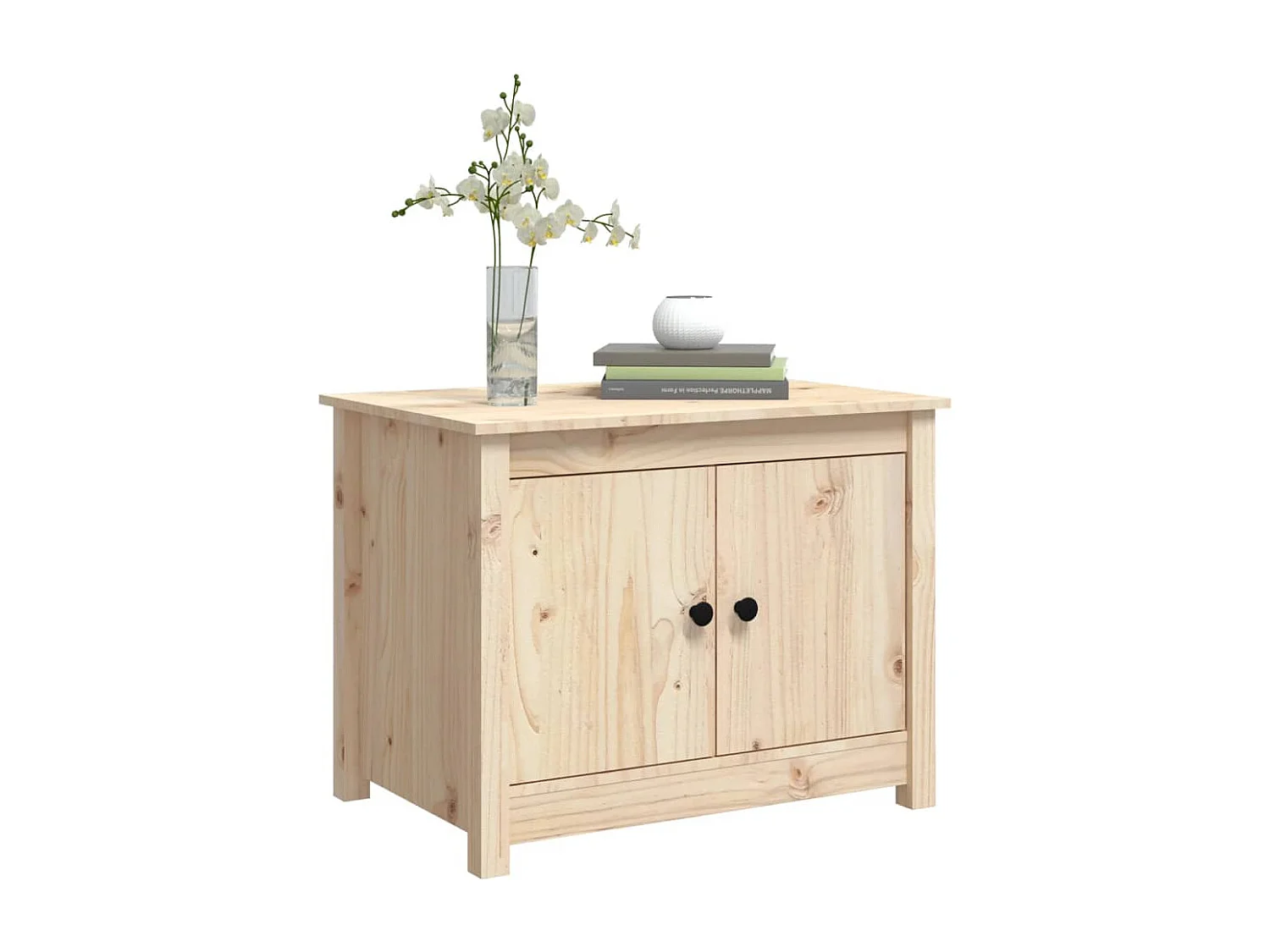 Mesa de centro dourada 71x49x55 cm Madeira maciça de pinho