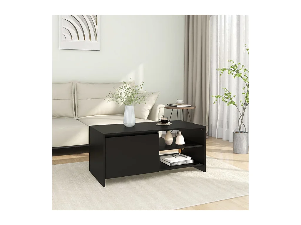 Gold Salontafel Zwart 102x50x45 cm Bewerkt hout