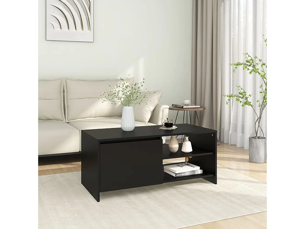 Gold Salontafel Zwart 102x50x45 cm Bewerkt hout