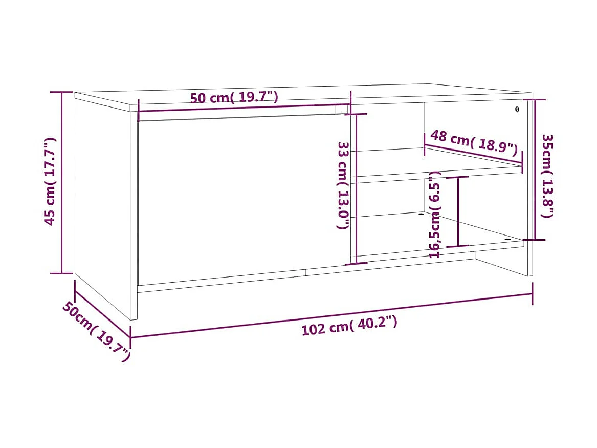 Gold Salontafel Zwart 102x50x45 cm Bewerkt hout