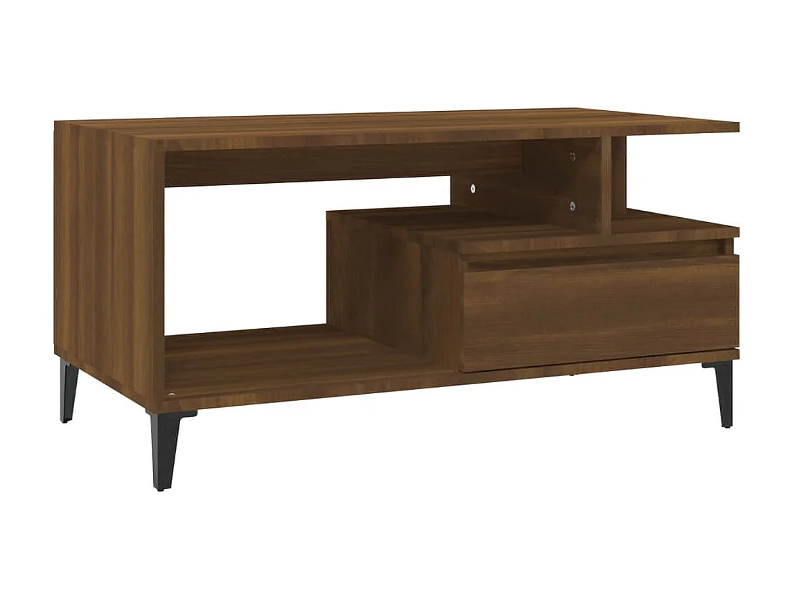 Mesa de centro dourada Carvalho castanho 90x49x45 cm Madeira artificial