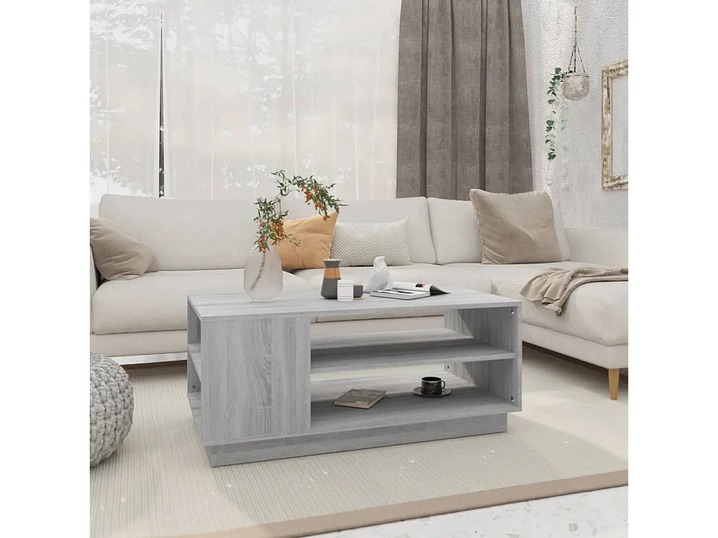 Tavolino grigio Sonoma oro 102x55x43 cm Truciolare