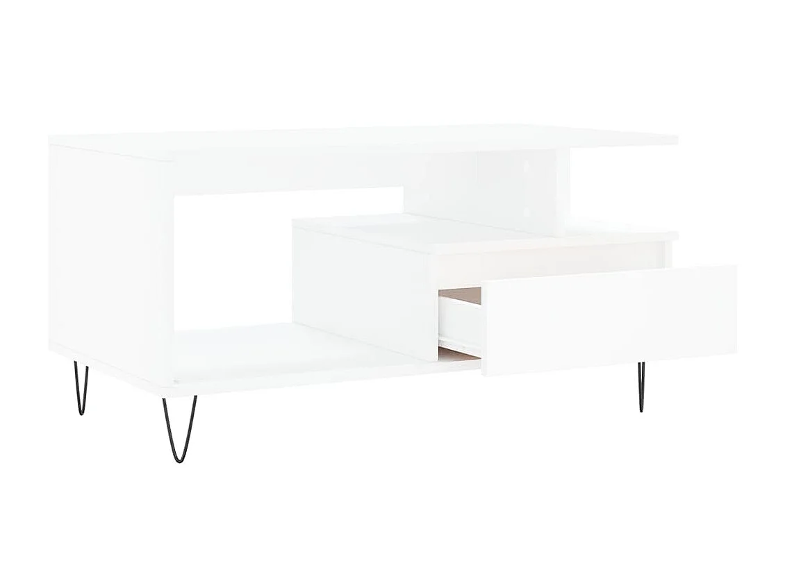 Mesa de centro Gold Blanco 90x49x45 cm Madera contrachapada
