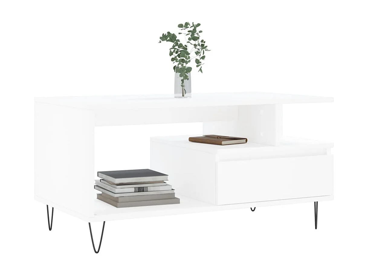 Table basse Blanc 90x49x45 cm Bois d'ingénierie