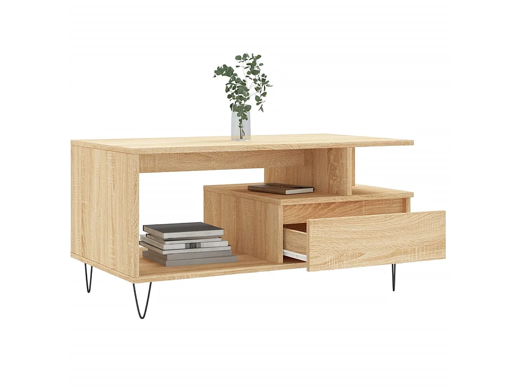 Mesa de centro carvalho Sonoma 90x49x45 cm Madeira trabalhada