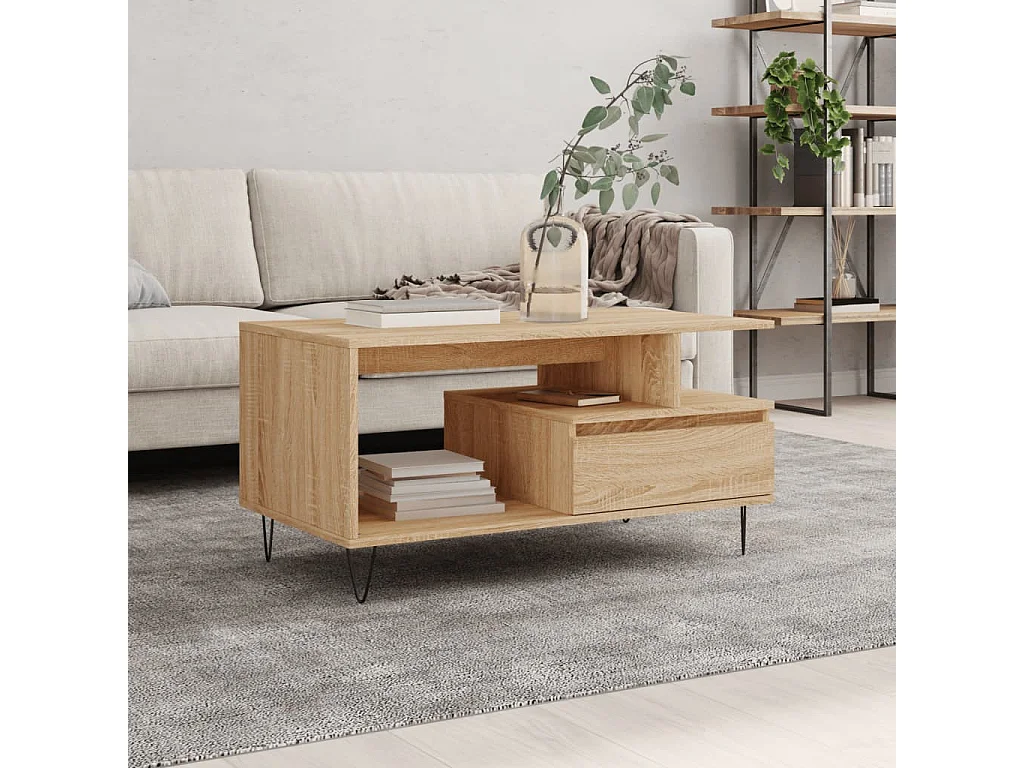 Table basse Chêne sonoma 90x49x45 cm Bois d'ingénierie