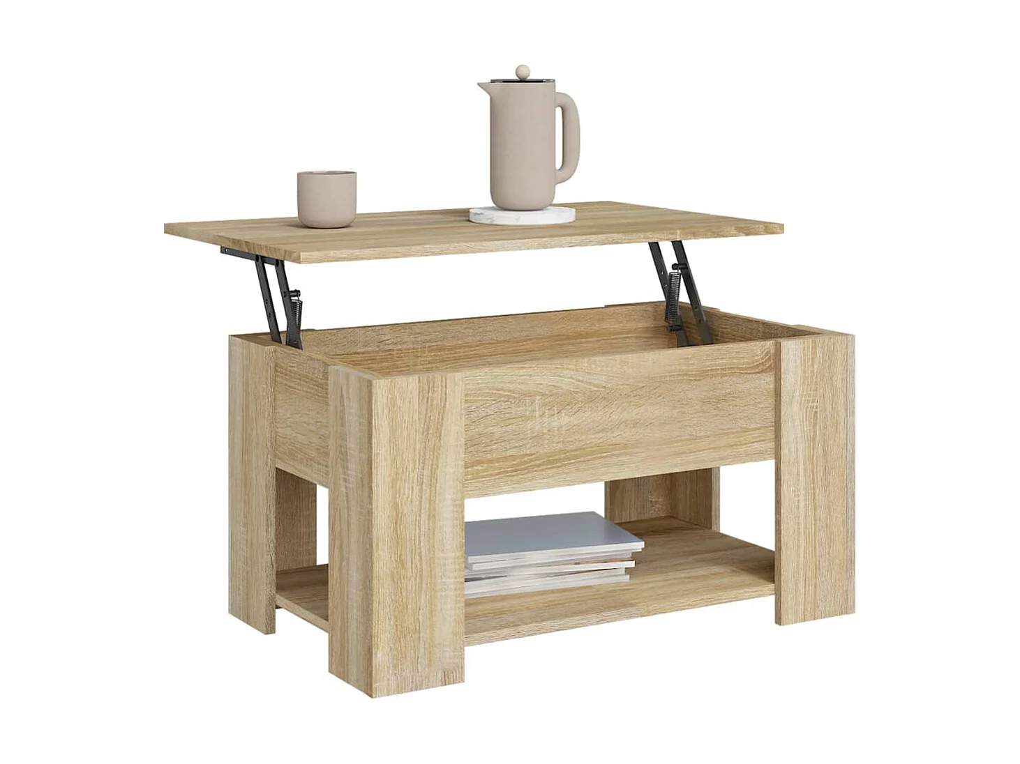 Mesa de centro dourada carvalho Sonoma 79x49x41 cm Madeira trabalhada