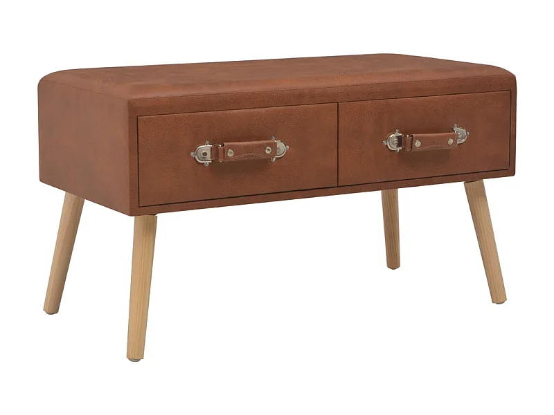 Tavolino Gold Marrone 80x40x46 cm Ecopelle