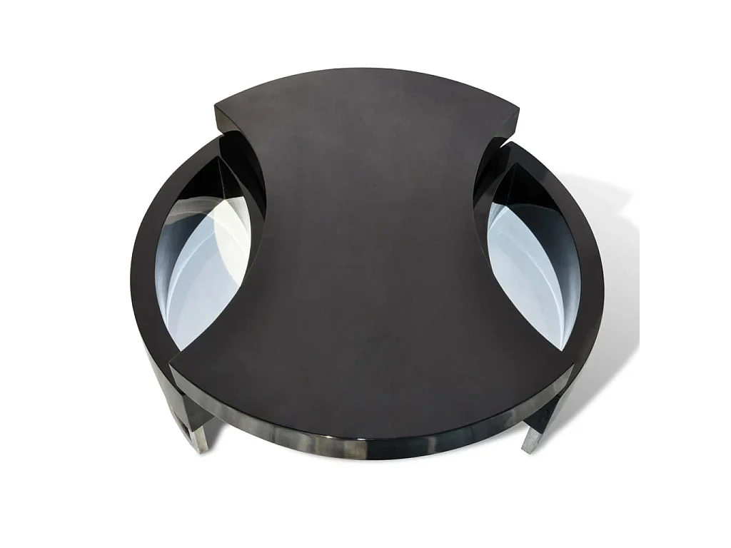 Table basse à forme réglable Haute brillance Noir