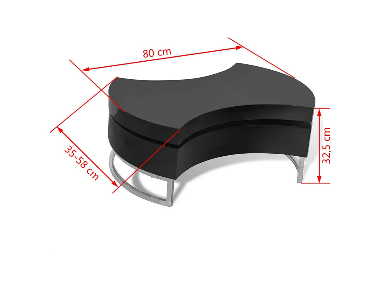 Gouden verstelbare vorm salontafel hoogglans zwart