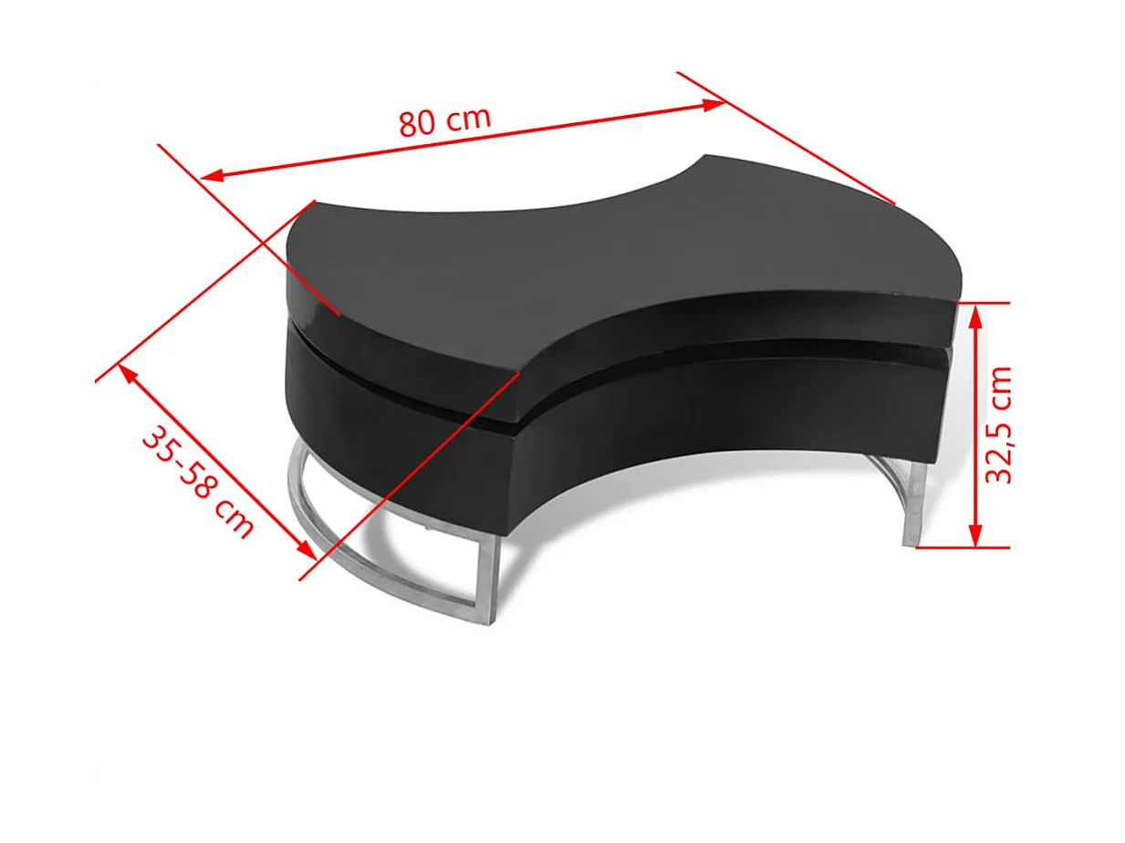 Gouden verstelbare vorm salontafel hoogglans zwart