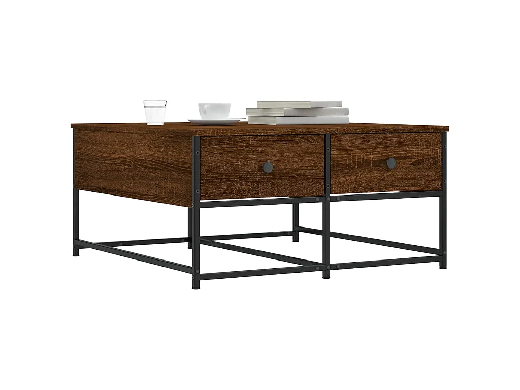 Table basse chêne marron 80x80x40 cm bois d'ingénierie