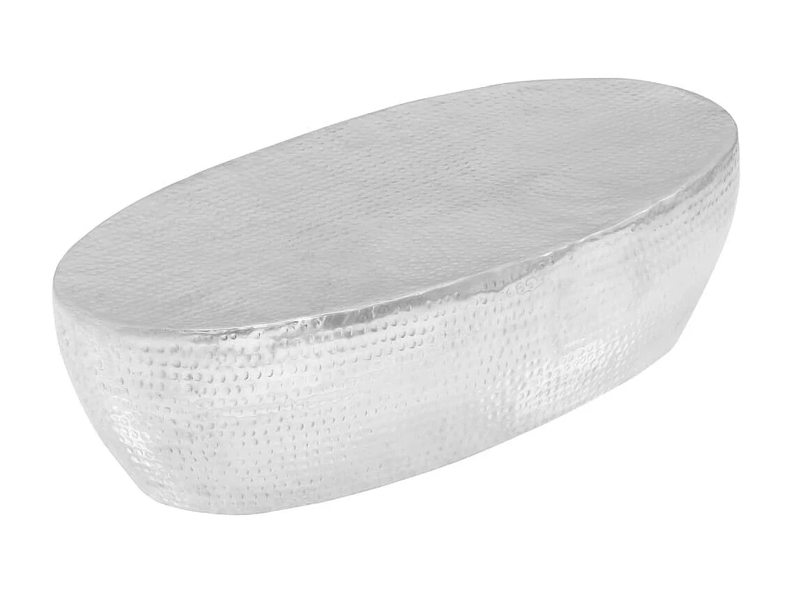 Tavolino martellato argento 100 x 50 x 28 cm Alluminio