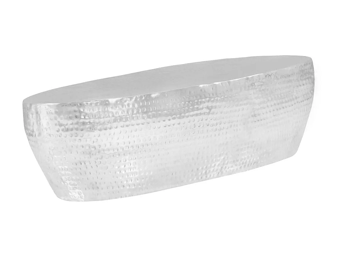 Tavolino martellato argento 100 x 50 x 28 cm Alluminio