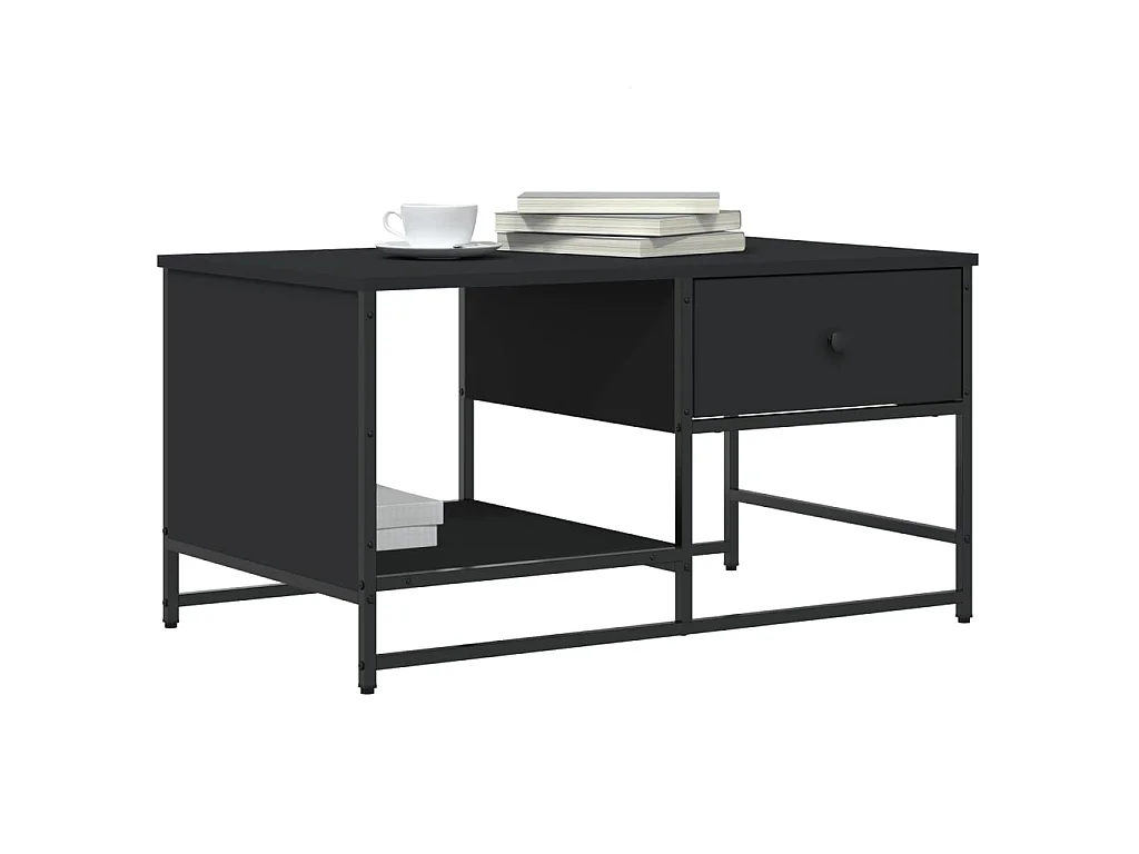 Tavolino Gold nero 85,5x51x45 cm in multistrato