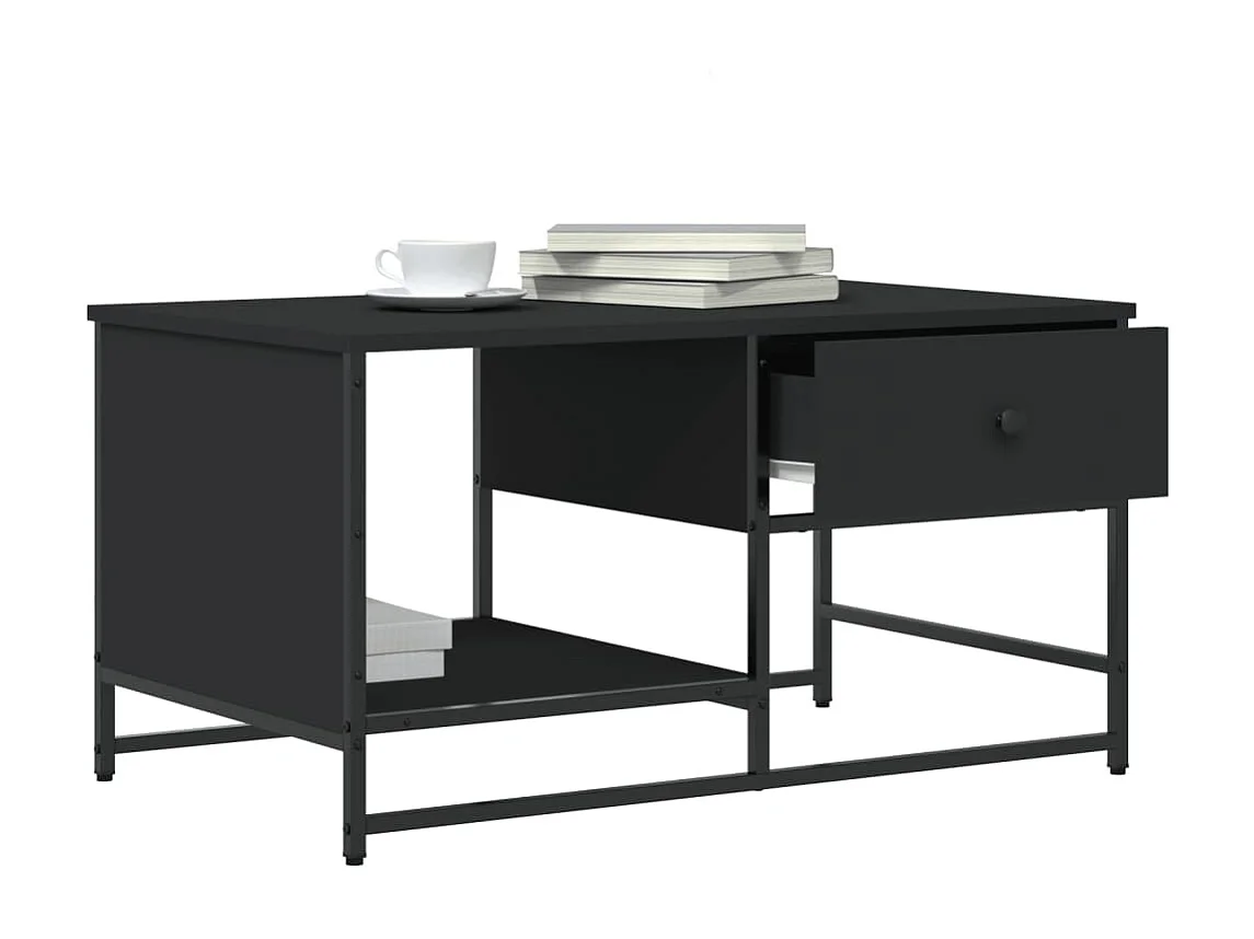 Mesa de centro dourada preta 85,5x51x45 cm madeira projetada