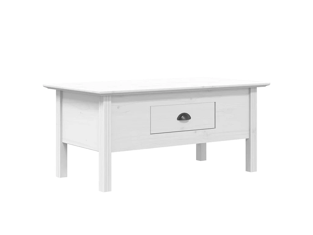 Mesa de centro BODO dourada branca 100x55x45 cm madeira maciça de pinho