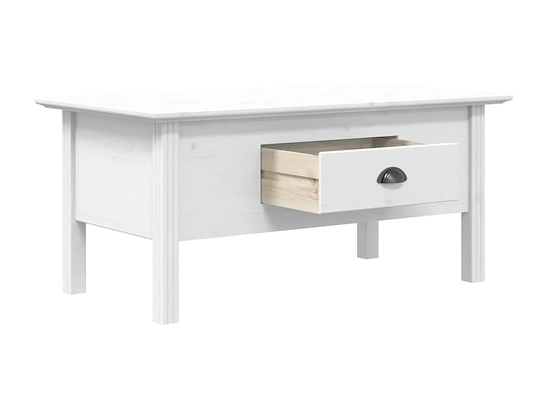 Mesa de centro BODO dourada branca 100x55x45 cm madeira maciça de pinho