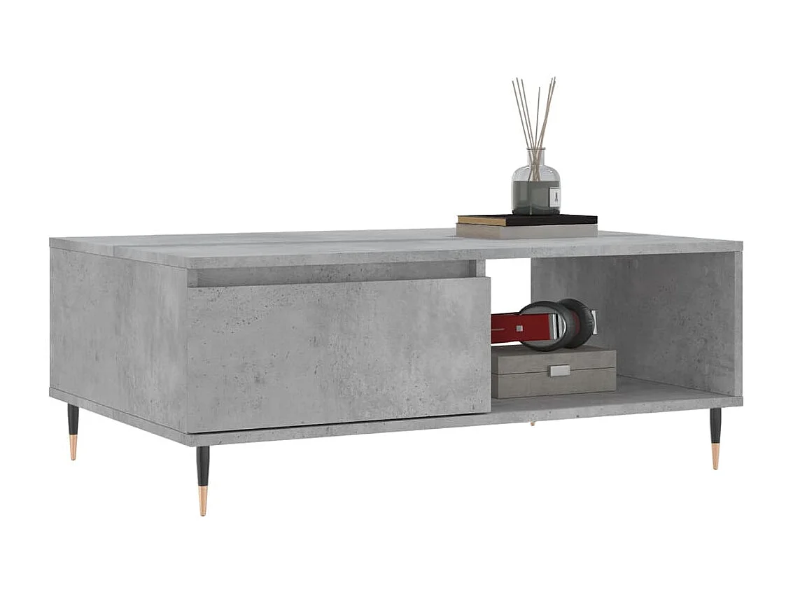 Table basse gris béton 90x60x35 cm bois d'ingénierie
