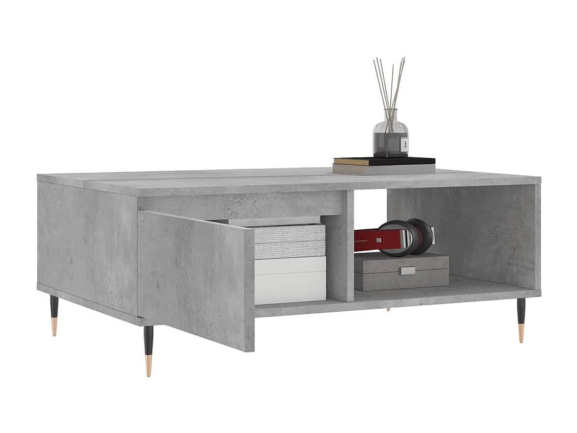 Table basse gris béton 90x60x35 cm bois d'ingénierie