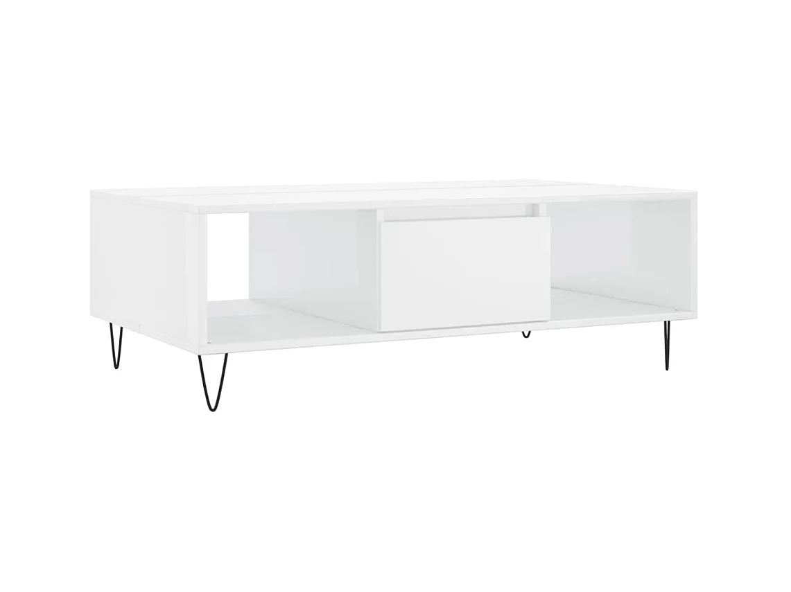 Table basse blanc brillant 104x60x35 cm bois d'ingénierie