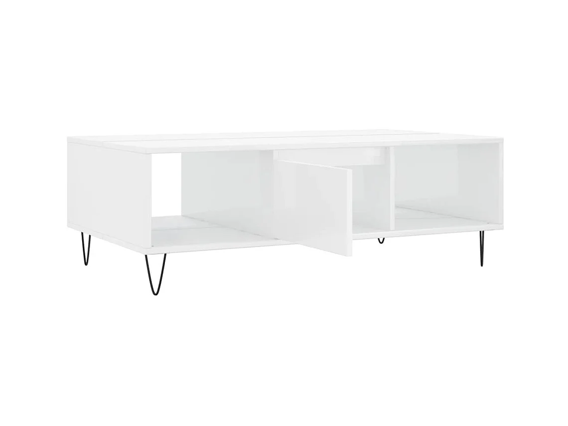 Table basse blanc brillant 104x60x35 cm bois d'ingénierie