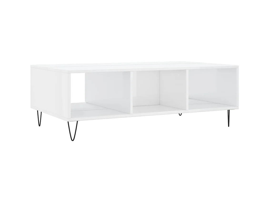 Table basse blanc brillant 104x60x35 cm bois d'ingénierie