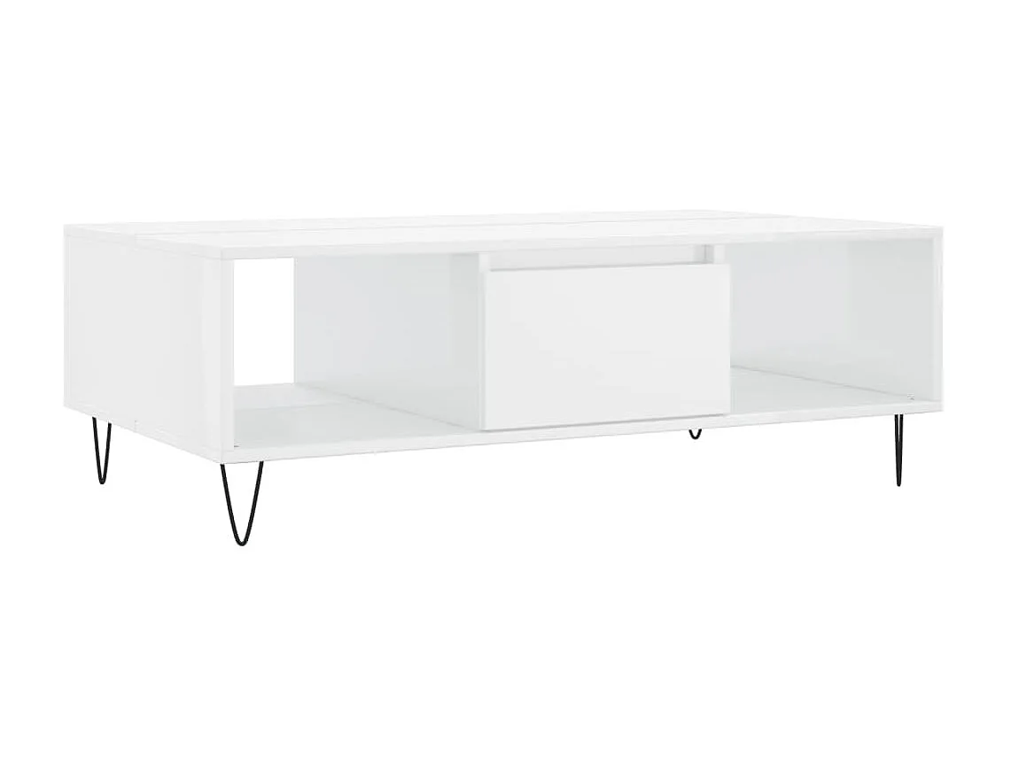 Goud Glanzend witte salontafel 104x60x35 cm samengesteld hout