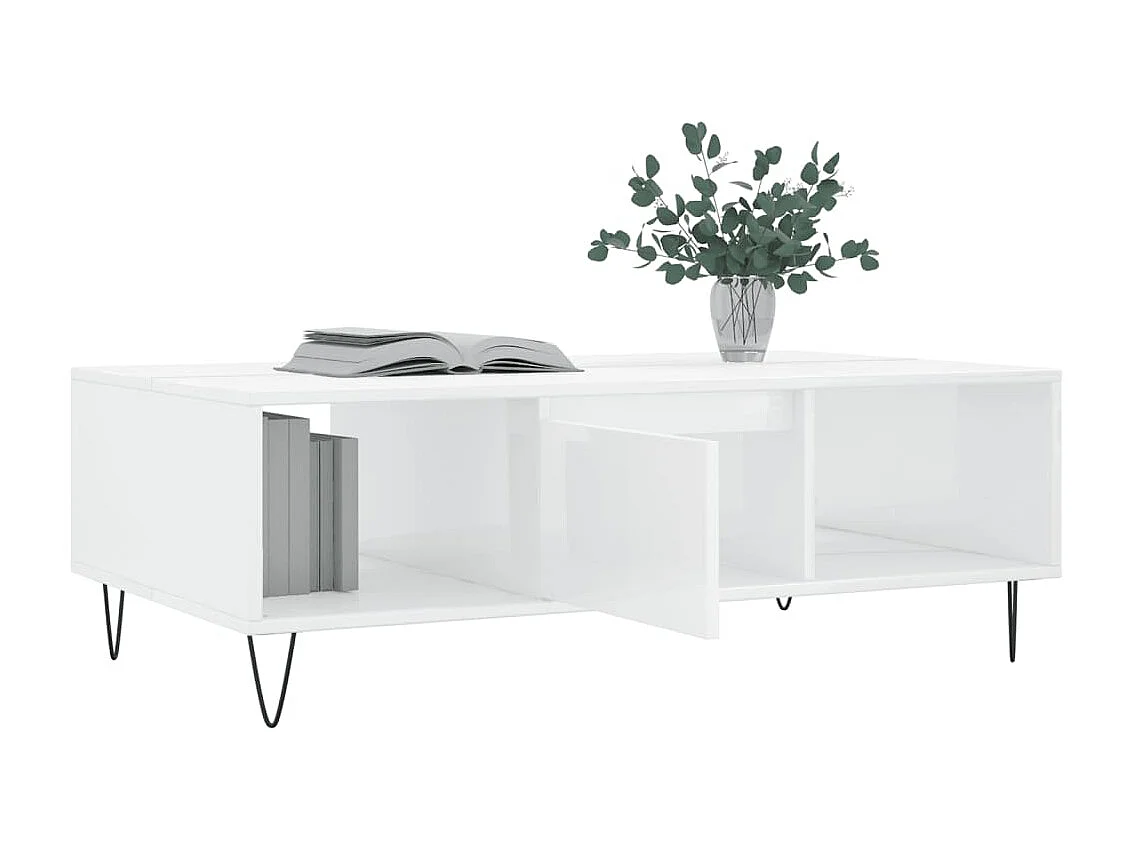 Goud Glanzend witte salontafel 104x60x35 cm samengesteld hout