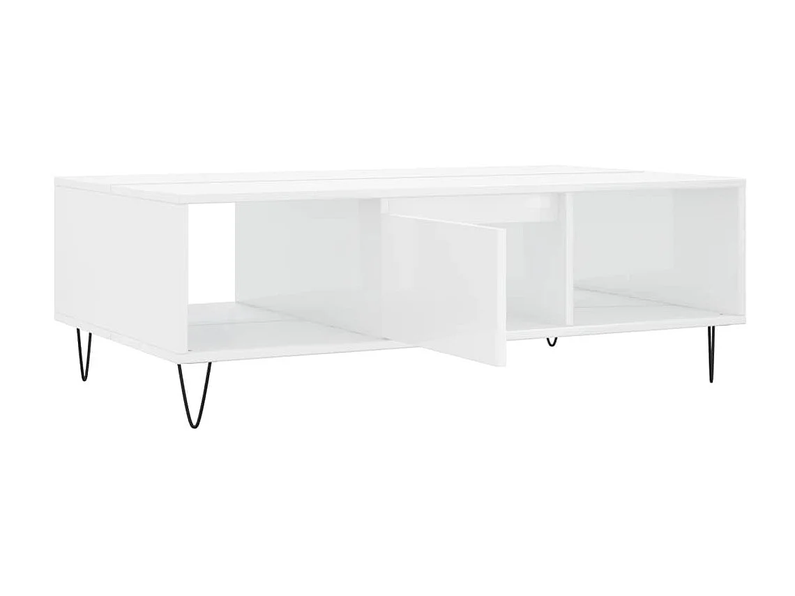 Goud Glanzend witte salontafel 104x60x35 cm samengesteld hout