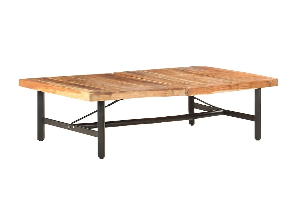 Goldfarbener Couchtisch 142x90x42 cm Massives Akazienholz