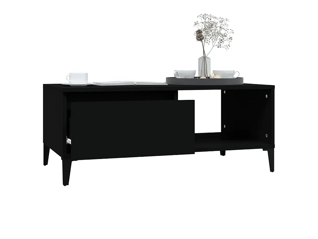 Gold Salontafel Zwart 90x50x36,5 cm Bewerkt hout