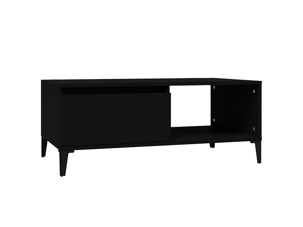 Gold Salontafel Zwart 90x50x36,5 cm Bewerkt hout