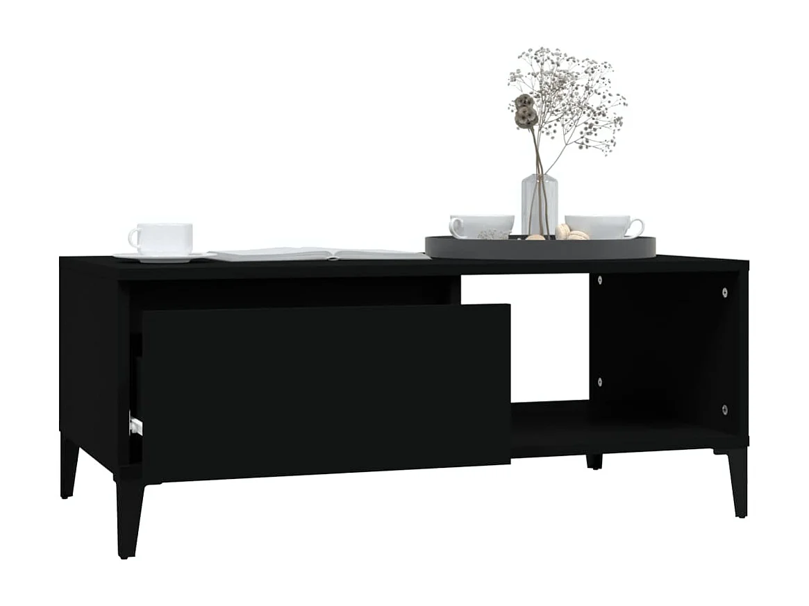 Gold Salontafel Zwart 90x50x36,5 cm Bewerkt hout