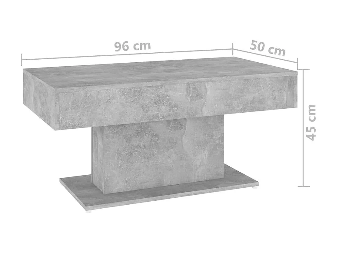 Mesa de centro Gold Aglomerado gris cemento 96x50x45 cm