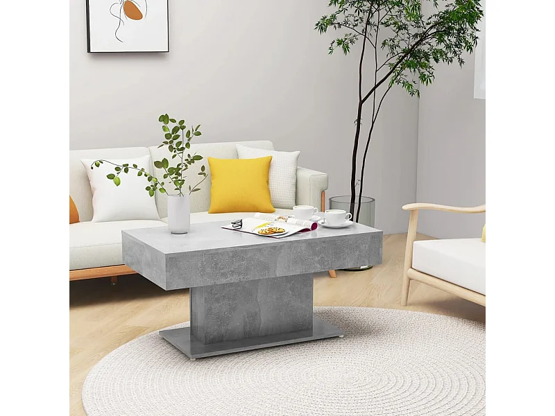 Mesa de centro dourada concreto cinza 96x50x45 cm aglomerado