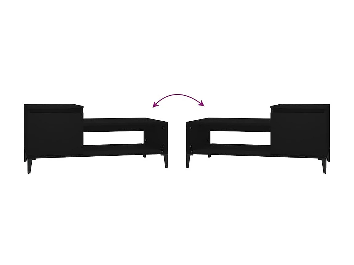 Mesa de centro Gold Negro 100x50x45 cm Madera contrachapada