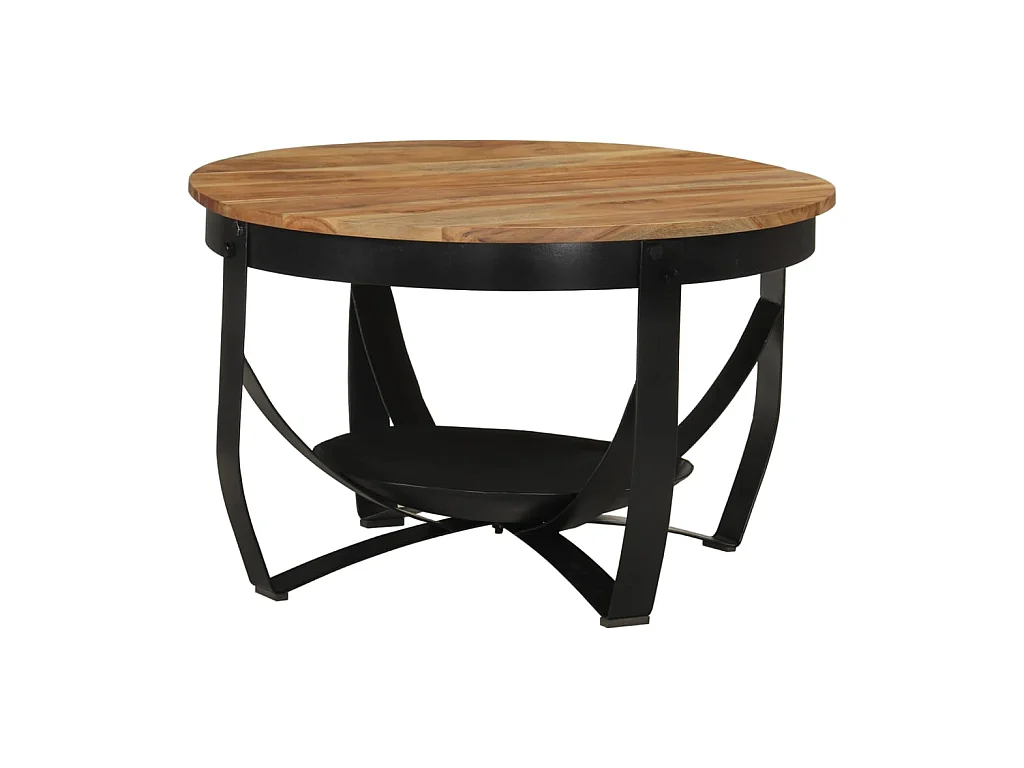 Table basse Ø 68x43 cm bois massif acacia et fer