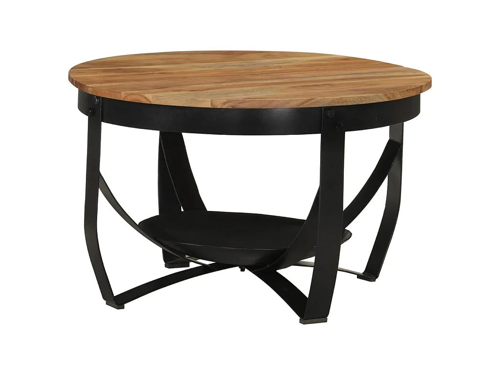 Table basse Ø 68x43 cm bois massif acacia et fer
