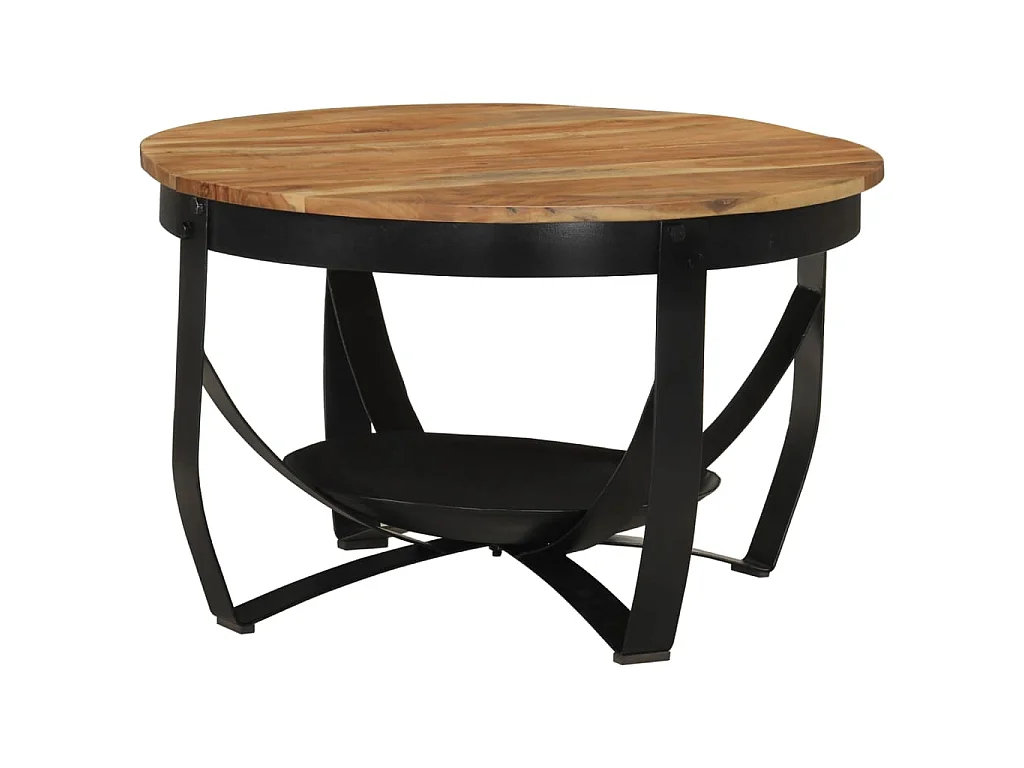 Table basse Ø 68x43 cm bois massif acacia et fer