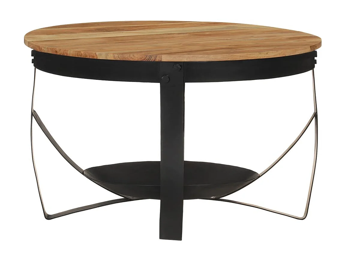 Table basse Ø 68x43 cm bois massif acacia et fer