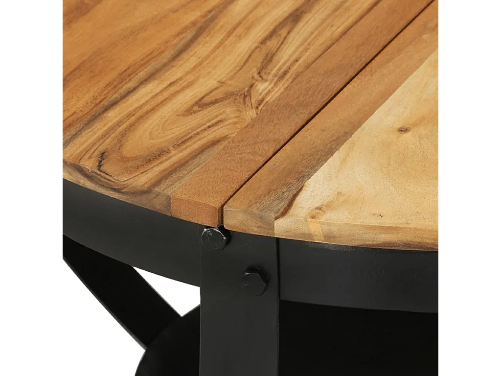 Table basse Ø 68x43 cm bois massif acacia et fer